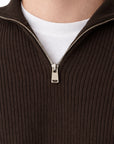 Mocha Knitted Quarter Zip Sweater