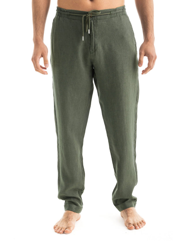 Men's Olive Linen Pants