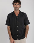 Black Cuban Linen Shirt