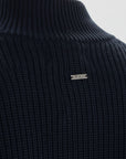 Navy Knitted Double Zip Sweater