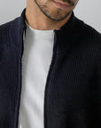 Navy Knitted Double Zip Sweater