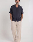 Navy Tencel Cuban Shirt