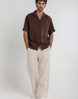 Brown Tencel Cuban Shirt