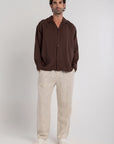 Brown Tencel Long Sleeve Shirt