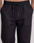 Black Cotton Slub Pants