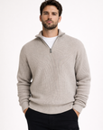 Smoke Grey Knitted Quarter Zip Sweater