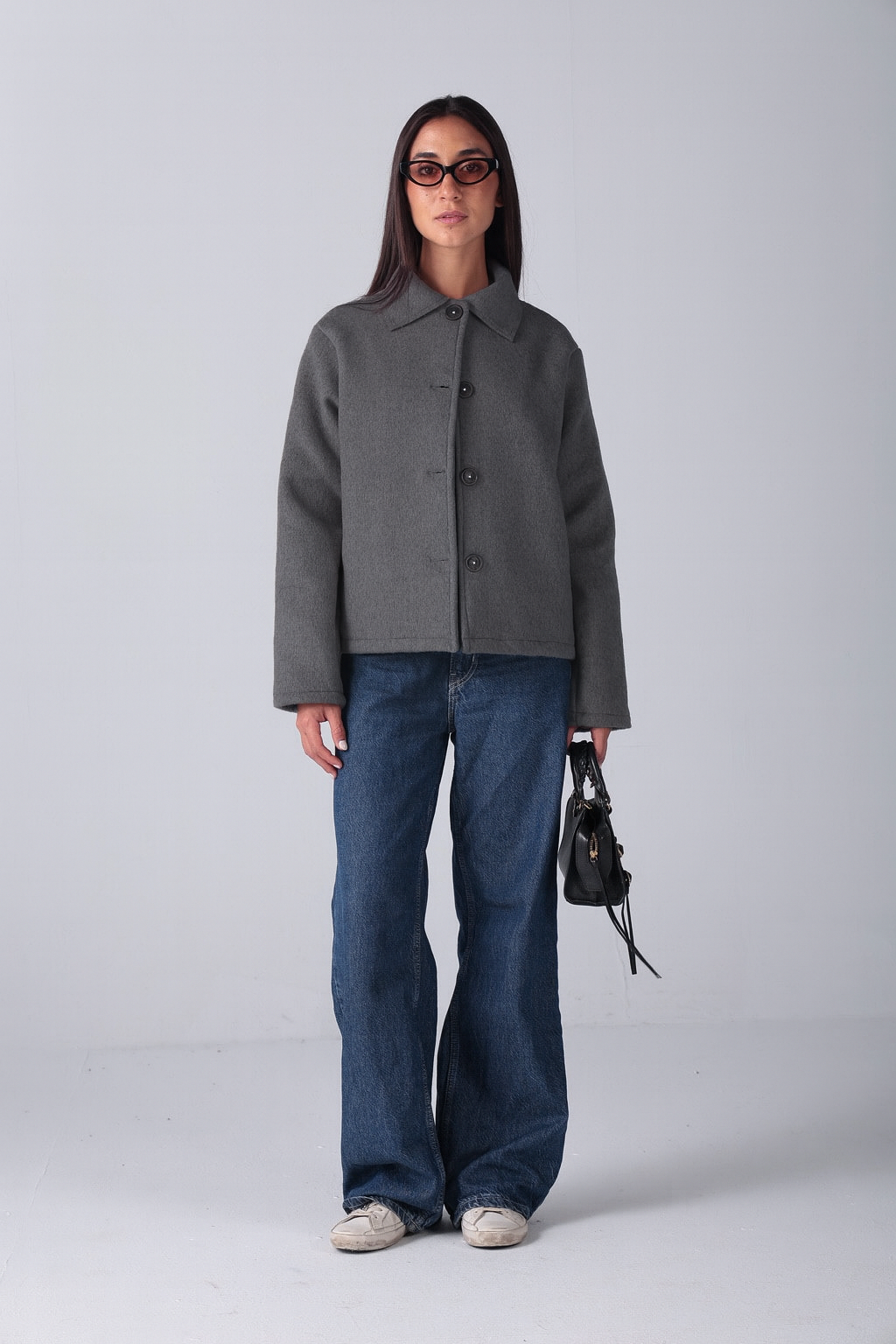 Women's Grey Wool Button Jacket