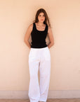 Women's White Linen Pants
