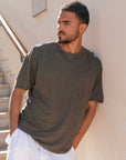 Khaki Pure Linen T-Shirt