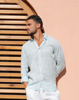 Men's Sky Blue Linen Shirt