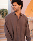 Taupe Tencel Long Sleeve Shirt