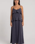 Navy Ruffle Tencel Dress