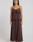 Brown Ruffle Tencel Dress