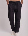 Black Cotton Slub Pants