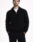 Black Knitted Quarter Zip Sweater