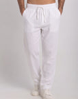 White Cotton Slub Pants