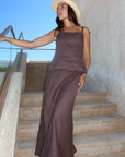 Women Brown linen skirt