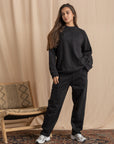 Unisex Black Distressed Sweatpants