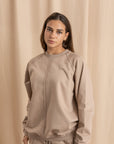Unisex Beige Distressed Sweatshirt
