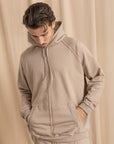 Unisex Beige Distressed Hoodie