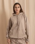 Unisex Beige Distressed Hoodie