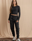Unisex Black Cargo Sweatpants