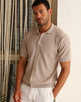 Beige Knit Button Up Shirt