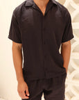 Black Tencel Relaxed Shorts
