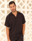 Black Tencel Cuban Shirt