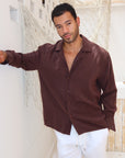 Brown Tencel Long Sleeve Shirt