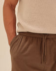 Khaki Cotton Slub Pants