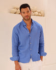Caeser Blue Linen Shirt