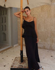 Black Ruffle Tencel Dress