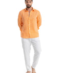 Men's Orange Linen Shirt