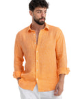 Men's Orange Linen Shirt