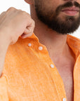 Men's Orange Linen Shirt