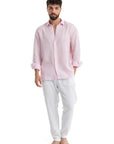 Men's Pink Linen Shirt