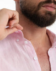 Men's Pink Linen Shirt