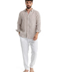 Brown Striped Linen Shirt