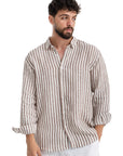 Brown Striped Linen Shirt