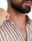 Brown Striped Linen Shirt