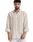 Beige Stripe Linen Shirt