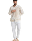 Beige Stripe Linen Shirt