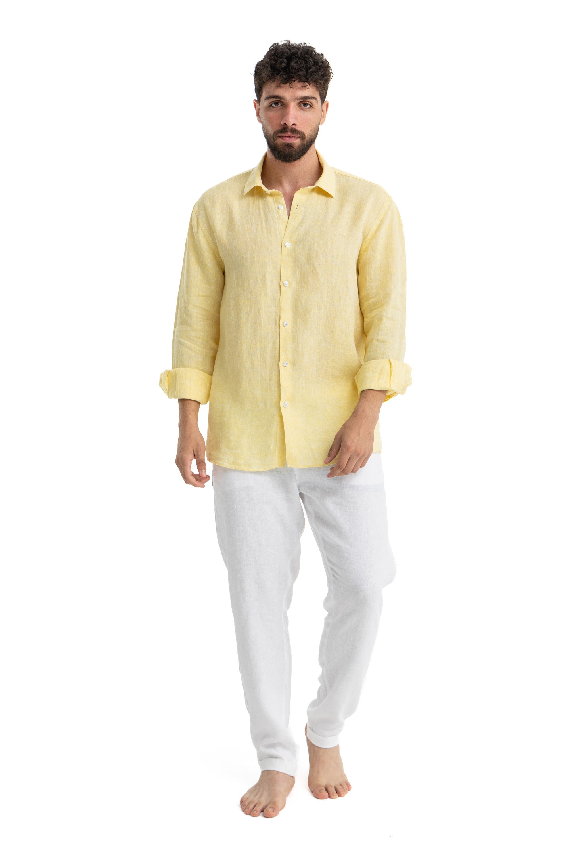 Men`s Yellow Linen Shirt