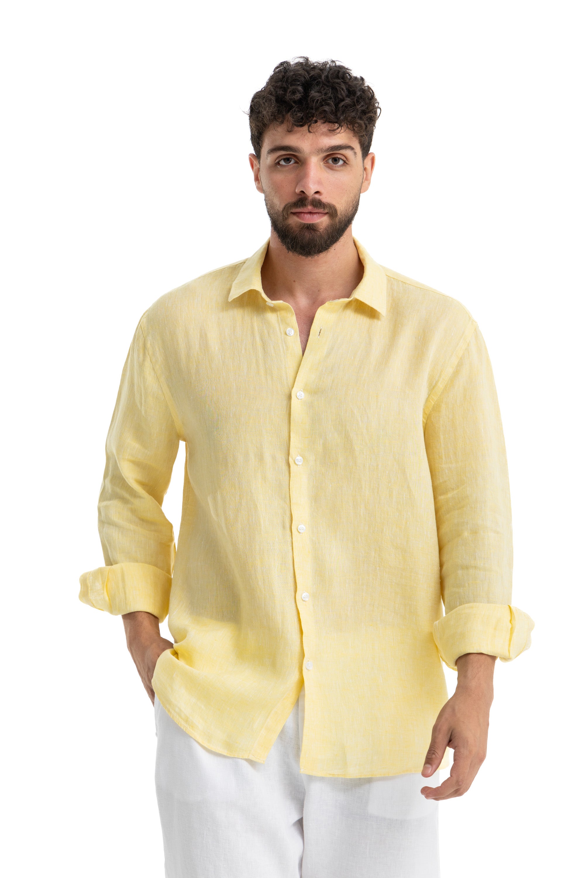 Winter Mens Yellow Overshirt Men's Plaid Geometric Pattern