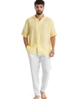 Yellow Cuban Linen Shirt Short Sleeve