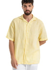 Yellow Cuban Linen Shirt Short Sleeve