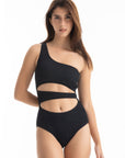 Black Aruba crinkle one piece