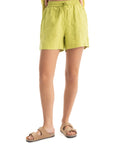 Womens Lime Linen Shorts