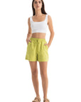 Womens Lime Linen Shorts